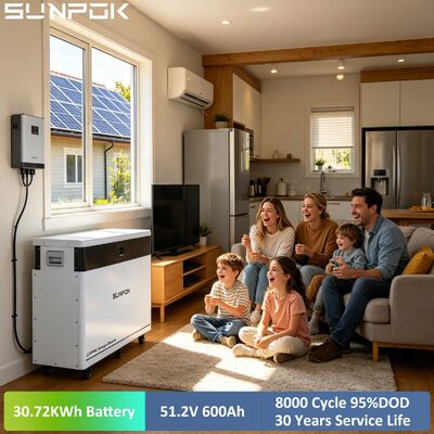 Sunpok 51.2V 600Ah Solar LiFePO4 Lithium Ion Battery Pack 30KW Home Energy Storage System 51.2v Lifepo4 Lithium Battery 600 Ah