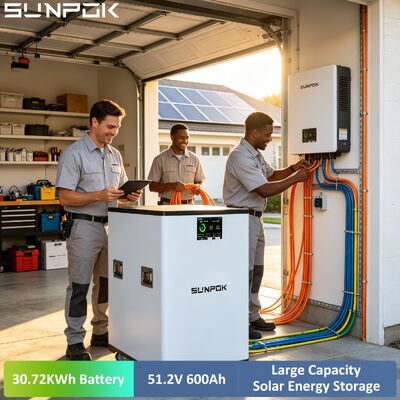 SUNPOK 48V 51.2V 600Ah LiFePO4 Solar Lithium Ion Battery Pack 51.2V 30kWh Home Energy Storage System for Household Solar System