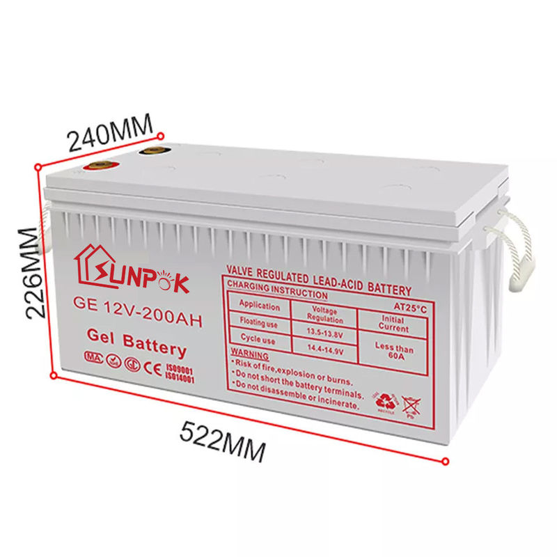 Sunpok 12V Deep Cycle Gel Battery Trwałość Solar Deep Cycle Gel Lead Acid Batterys 12v 200ah 250ah