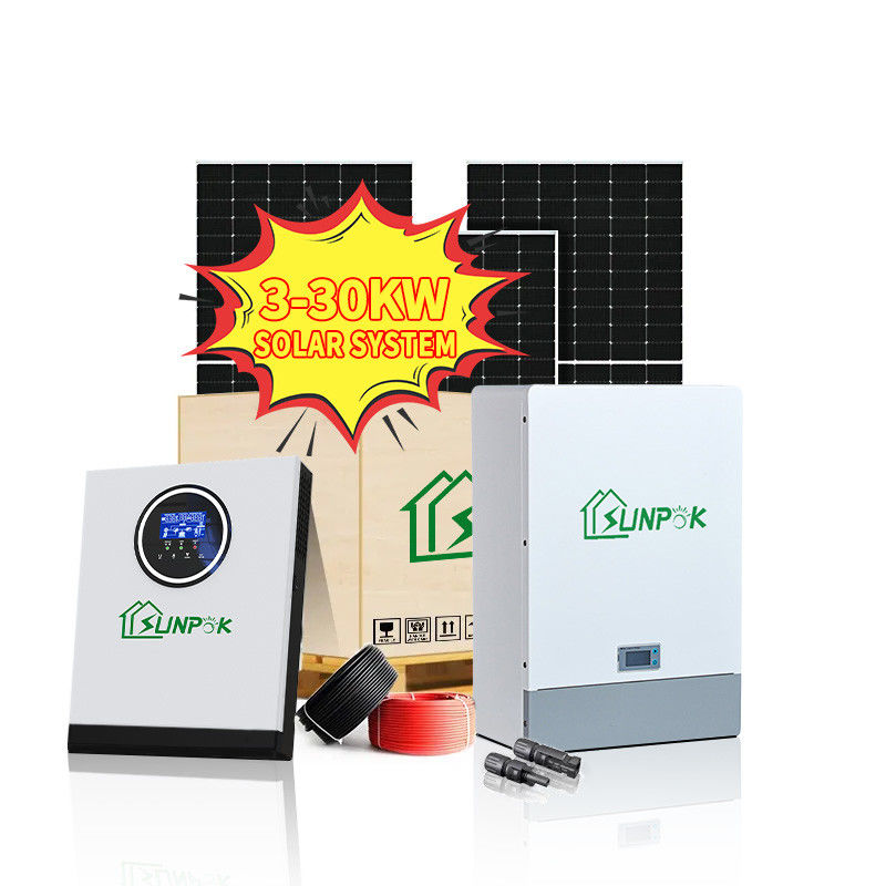 Sunpok kompletne zestawy energii słonecznej poza siecią 5kwh 10kwh 15kwh 20kwh 25kwh 30kwh siatka hybrydowy falownik solarny