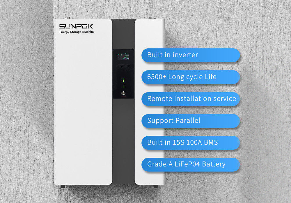 Wyposażony w 5,12Kwh 50Ah 200Ah 100Ah 51.2V 5kw bateria Inwerter