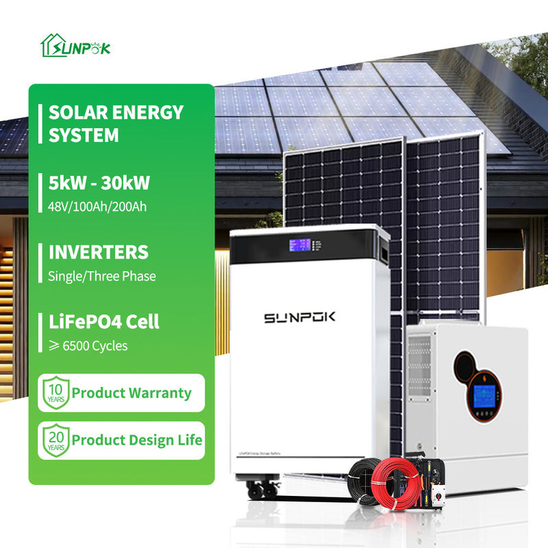 Energetyczny hybrydowy system słoneczny dla domu 5KW 8KW 10KW 12KW Kompletny zestaw paneli słonecznych