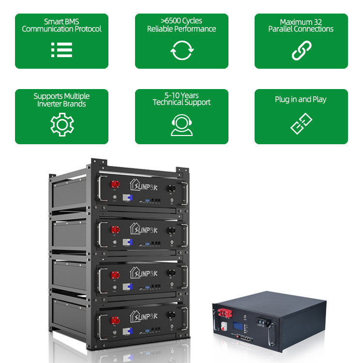 Akumulator rack Home Energy Storage Systems Akumulator Lifepo4 z Bluetoothem 48V 200AH 10kwh