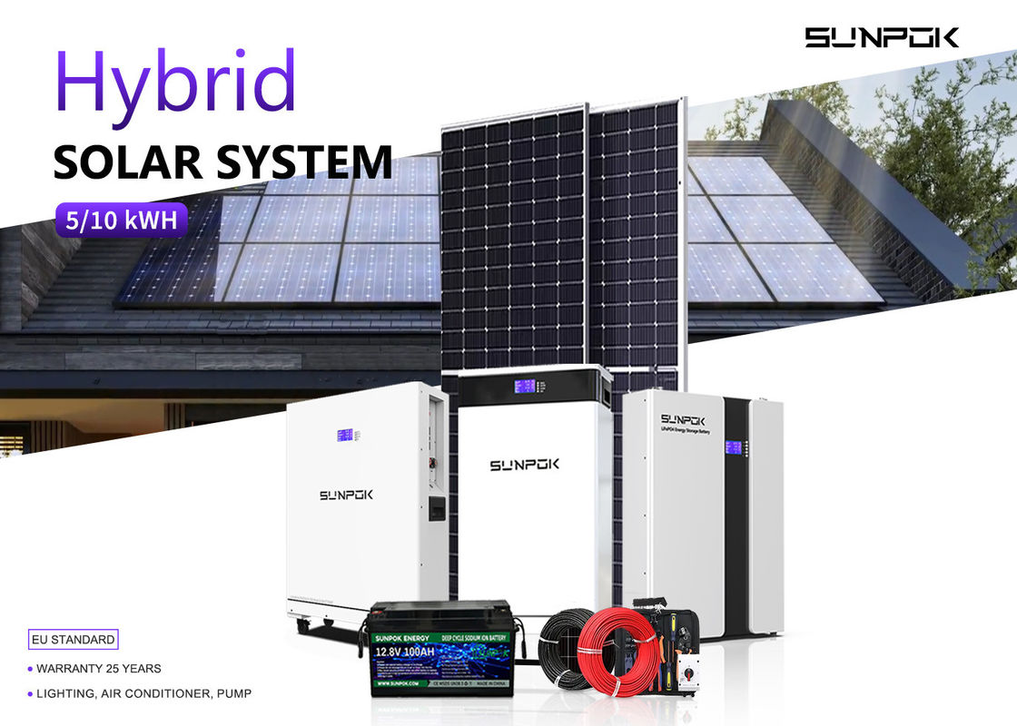 Hybrydowy system magazynowania energii słonecznej Baterie litowe 48v 200ah 15kwh 20kwh Montowanie na dachu