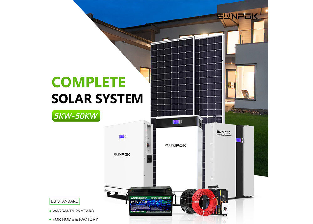 20Kw 10Kw 5Kw w sieci Hybrydowy Układ Słoneczny Kompletny domowy Panel Słoneczny System montażu zasilania bez sieci Układ energii słonecznej