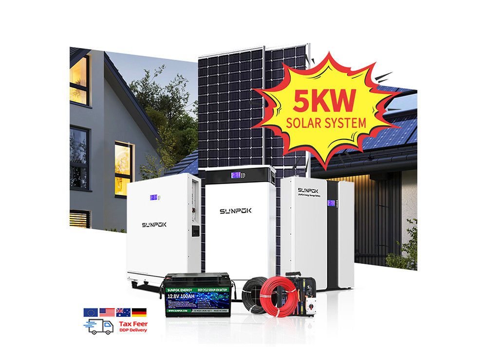 System panelów słonecznych 5Kw 10Kw Hybrydowy system energii słonecznej dla domów złączonych z siecią
