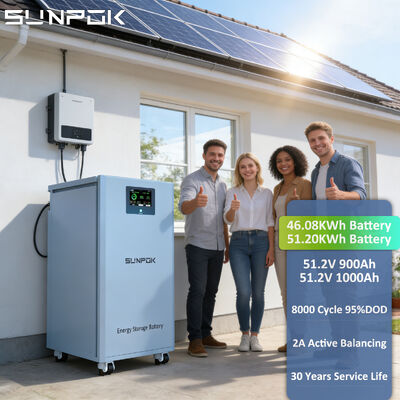 SUNPOK 8000 Cycles 51.2V 1000Ah 900AH Vertical 51.2V Lifepo4 Solar 50kwh 46kwh Home Energy Storage Battery