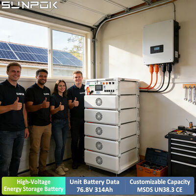 Sunpok wysokiego napięcia 76,8V 24KWH 314ah akumulator montowany na regałach HV Lifepo4 akumulator litowy słoneczny System magazynowania energii mieszkalnej