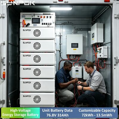 SUNPOK Wysokonapięciowy system magazynowania mieszkalnego 76.8V 24KWH 314ah Lifepo4 Bateria litowa słoneczna do użytku domowego