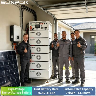 Sunpok Nieprzerwane źródła zasilania 24.12kWh 314Ah 76.8V Wysokonapięciowe Solaire LFP LiFePO4 Bateria do użytku komercyjnego