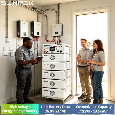 System magazynowania energii litowo-jonowej Sunpok Commercial Industrial Pack 314AH 76.8V 24KWH Wysokonapięciowy stopień ochrony IP54