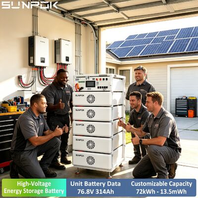 System zasilania off-grid SUNPOK 192kWh Akumulator LiFePO4 102.4V 314Ah Falownik hybrydowy 50kW 6 Konfiguracji
