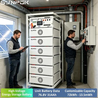 Sunpok Wysokonapięciowa Bateria Litowa 76.8V 314AH Boost 100kWh 200kWh 500kWh System Baterii LiFePO4 do Zastosowań Komercyjnych