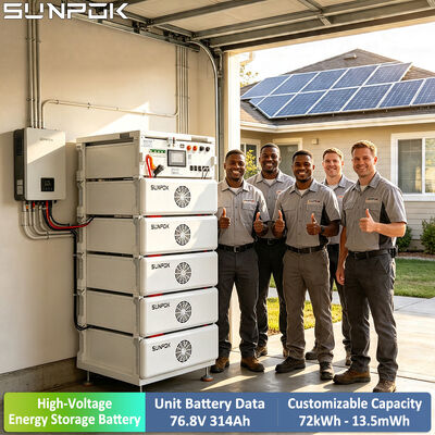 SUNPOK 76.8V 314Ah Akumulator Wysokonapięciowy Montowany w Szafie Rack 100kWh do 500kWh Skalowalny do Magazynowania Przemysłowego