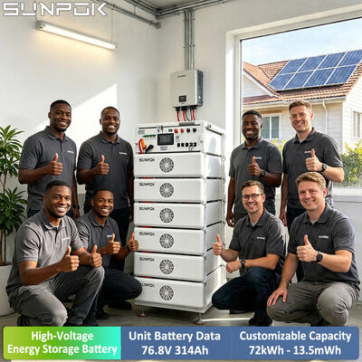 Akumulator litowo-jonowy SUNPOK z szafkami ESS z pudełkami i stojakami 76,8V 314Ah LiFePO4 8000 cykli System magazynowania energii słonecznej
