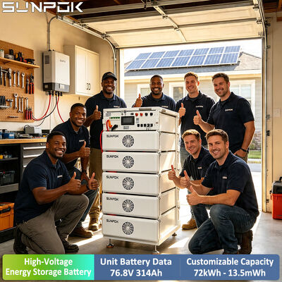SUNPOK HV Wysokonapięciowy Akumulator Litowo-Jonowy ESS Cabinet 76.8V 314Ah Lifepo4 Akumulator Solarny do Systemu Magazynowania Energii Słonecznej